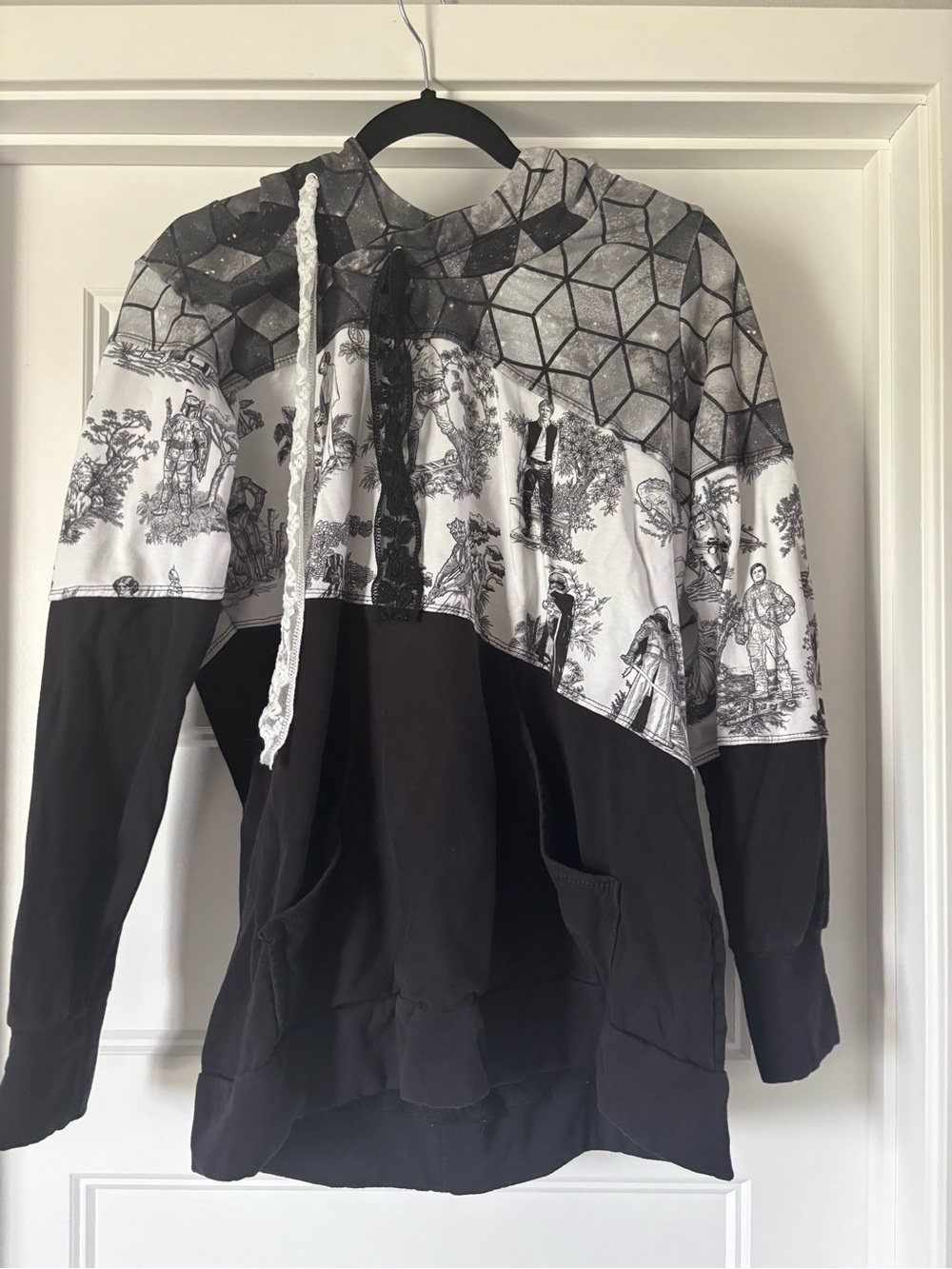 Star Wars Black & White Patterned Pullover Hoodie